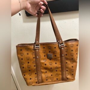 MCM Brown Logo Tote Bag